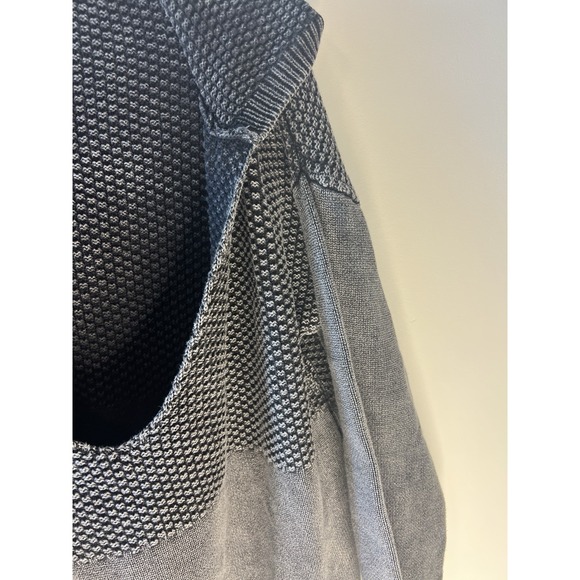 Very J Pullover Cardigan Sweater Women L Oversized Hooded Grey Textured Cotton - Picture 5 of 11